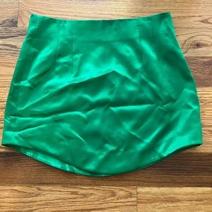 Zara Green Satin Effect Mini Skirt